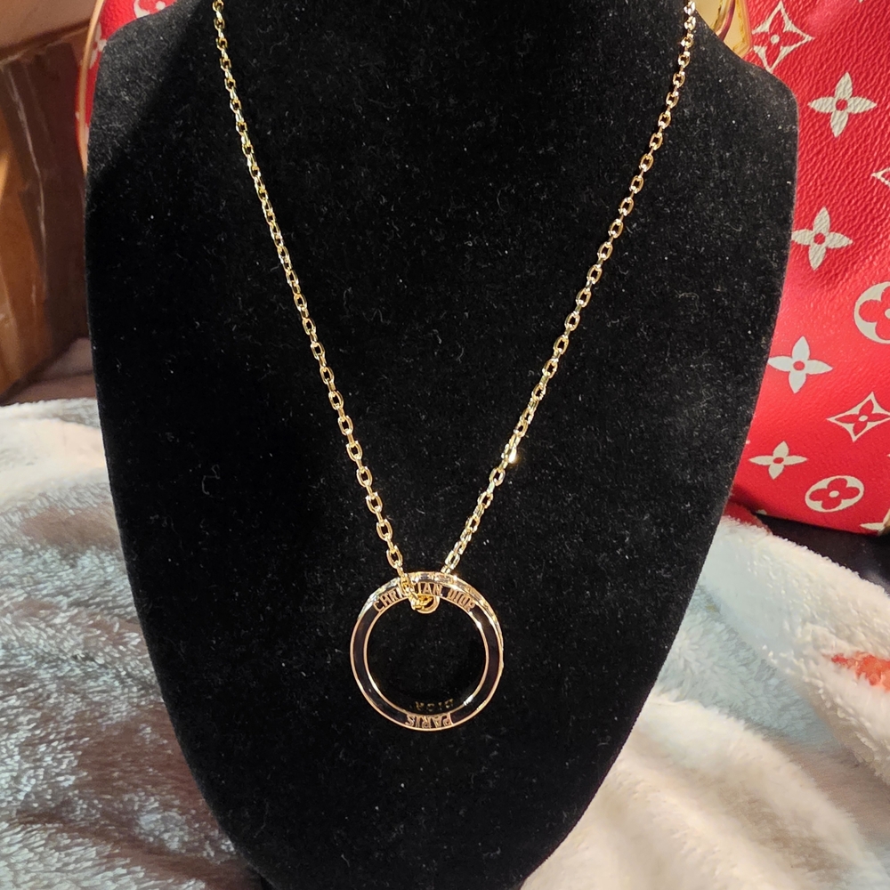 USED..UPCYCLED Dior  Gold Pendant With Crystals Necklace